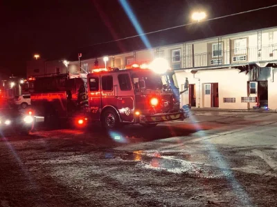 A Chester Township Station 47 firetruck driving down the street